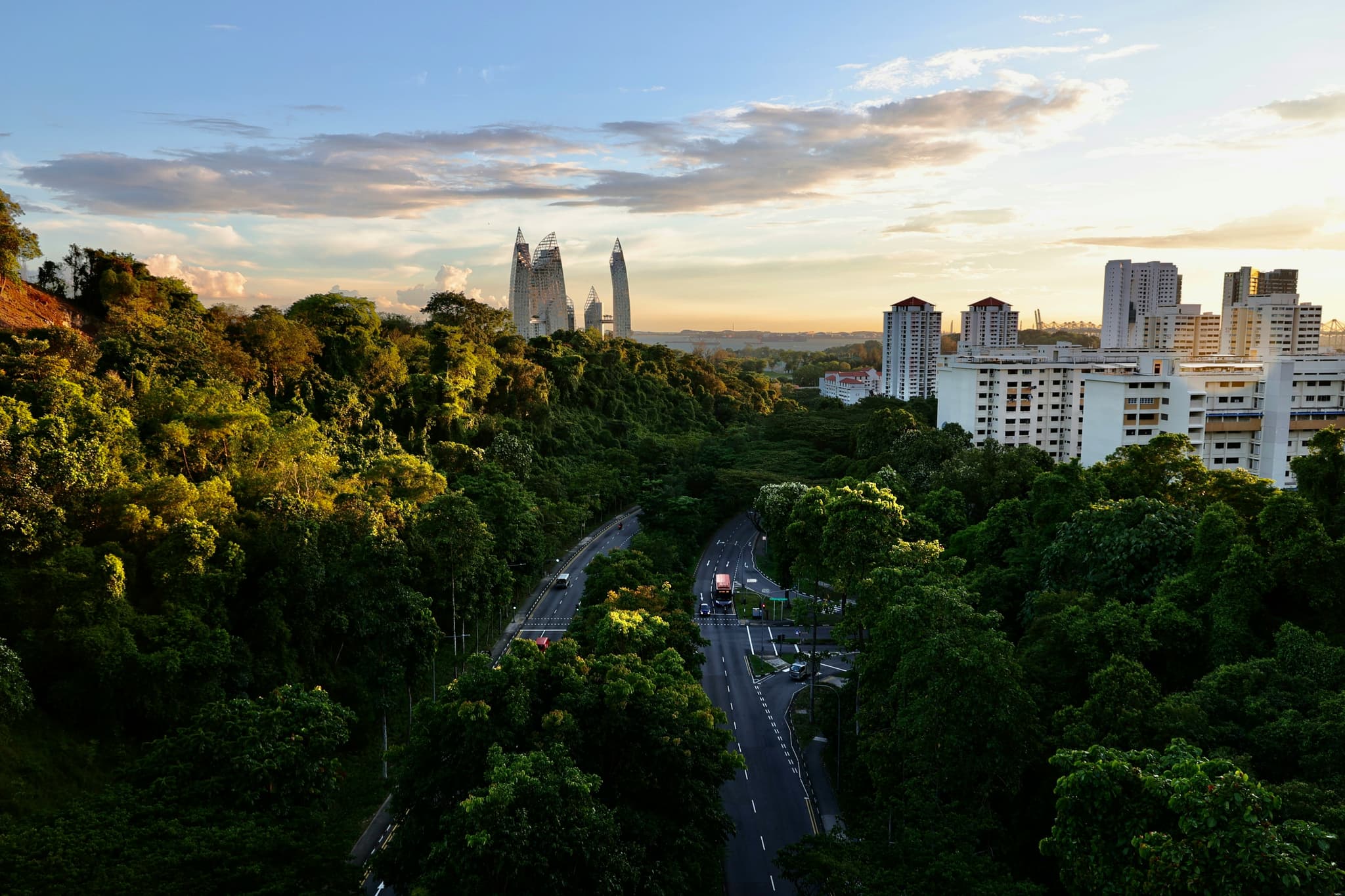 Urban development landscape with nature and infrastructure
